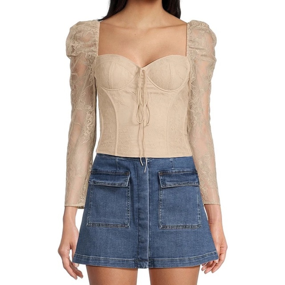 Chelsea & Violet Elegant Cream Lace Corset Top